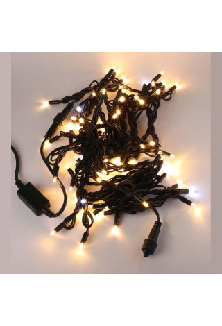 Гирлянда уличная мерцающая 160 led 20 м зелёный провод d=3,3 мм IP65 7.2 W 220V тёпло-белый