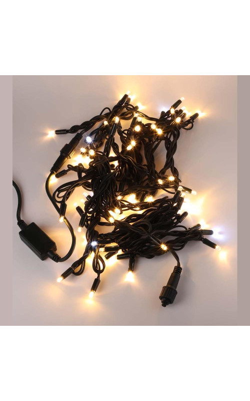 Гирлянда уличная мерцающая 160 led 20 м зелёный провод d=3,3 мм IP65 7.2 W 220V тёпло-белый