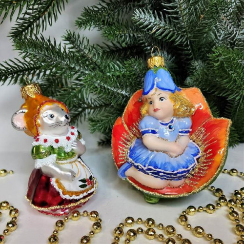 Набор ёлочных игрушек Дюймовочка и мышка