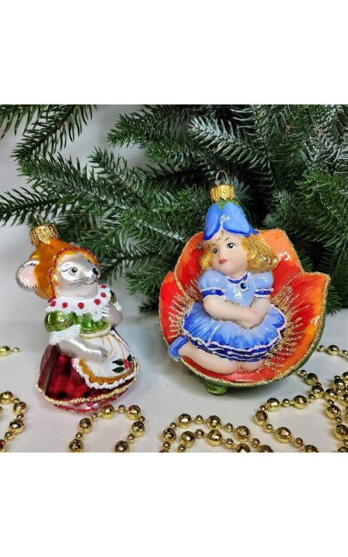 Набор ёлочных игрушек Дюймовочка и мышка