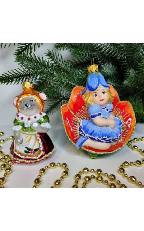 Набор ёлочных игрушек Дюймовочка и мышка
