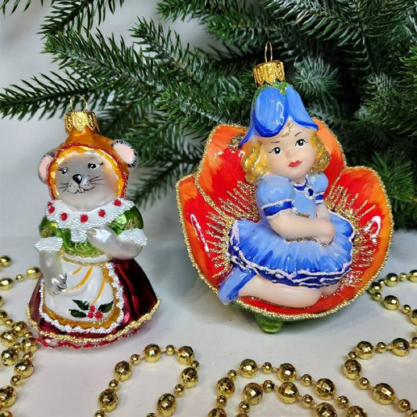 Набор ёлочных игрушек Дюймовочка и мышка