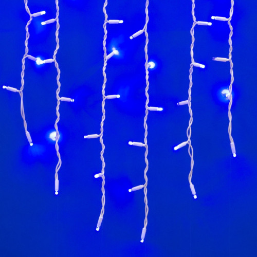 Бахрома уличная 80 л. 3 м белый провод синяя