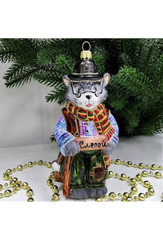 Стеклянная елочная игрушка Кот Базилио