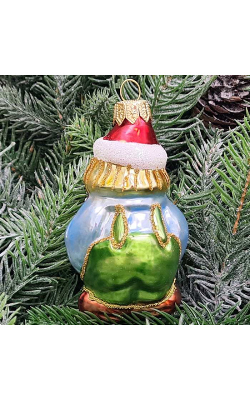 Стеклянная елочная игрушка Клоун с гармошкой