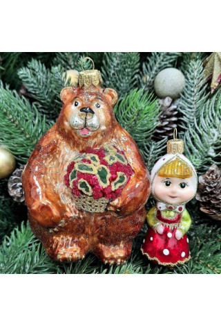 Набор елочных игрушек Маша и медведь