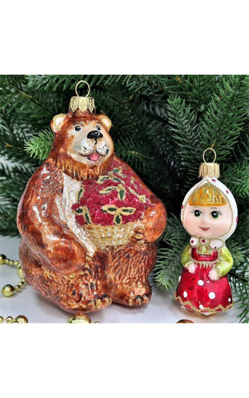 Набор елочных игрушек Маша и медведь