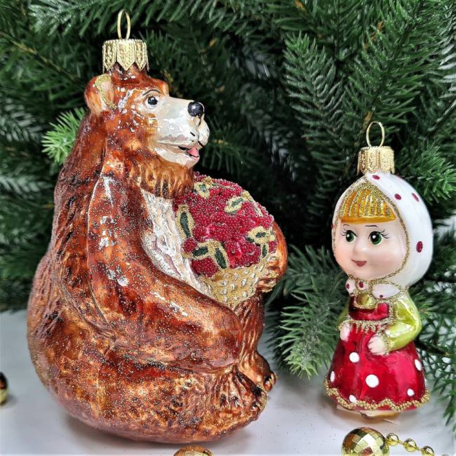 Набор елочных игрушек Маша и медведь