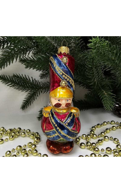Стеклянная елочная игрушка Солдатик