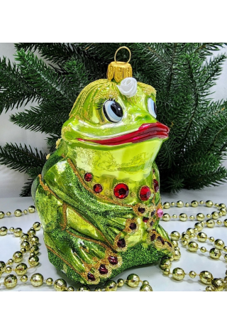 Стеклянная елочная игрушка Лягушка-Она