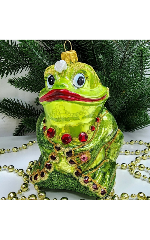 Стеклянная елочная игрушка Лягушка-Она