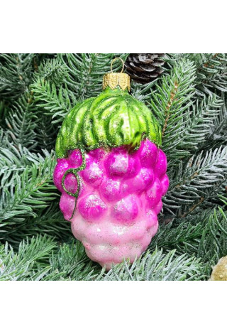 Стеклянная елочная игрушка Виноград