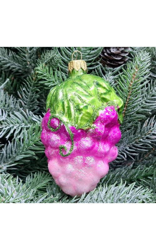 Стеклянная елочная игрушка Виноград
