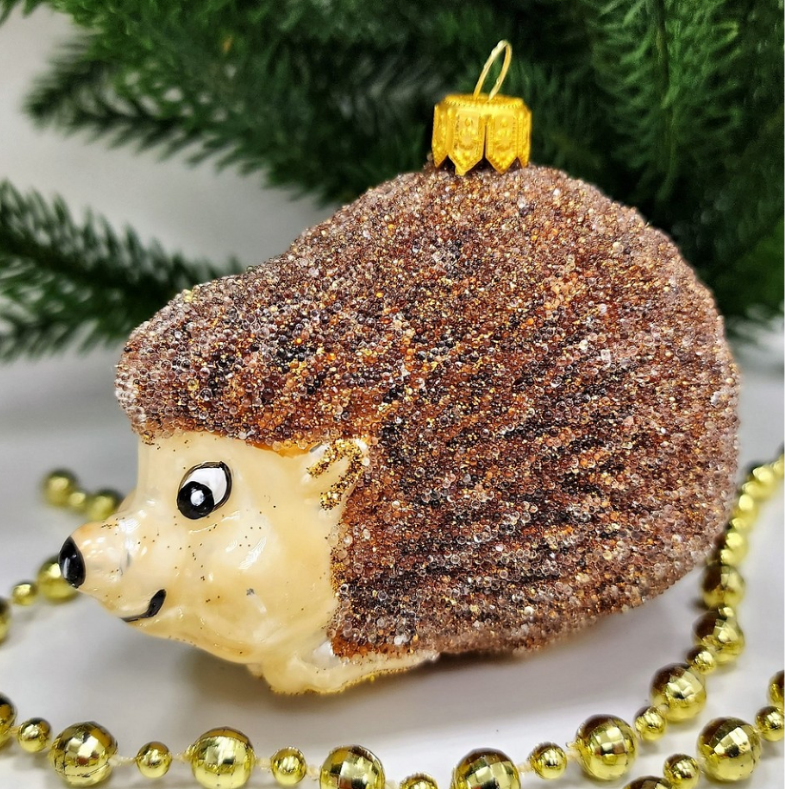 Стеклянная елочная игрушка Ежик лесной