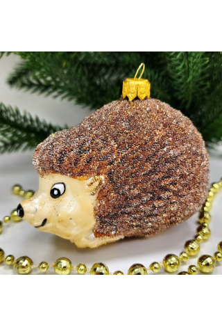 Стеклянная елочная игрушка Ежик лесной