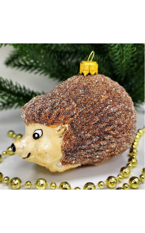 Стеклянная елочная игрушка Ежик лесной