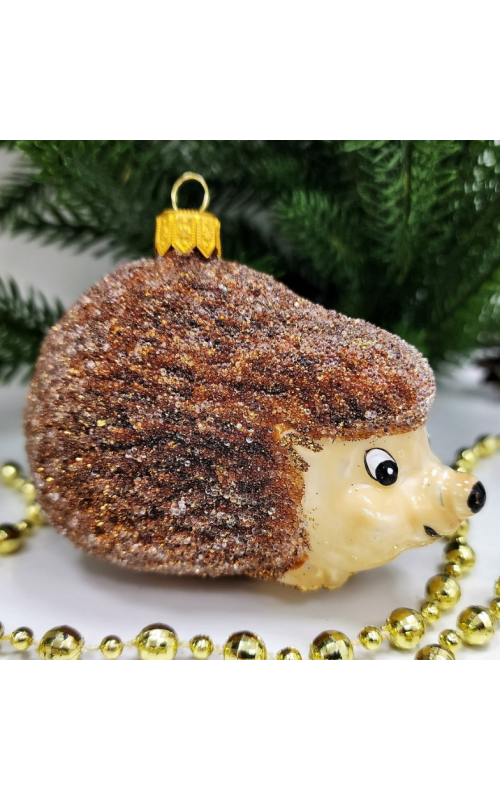 Стеклянная елочная игрушка Ежик лесной