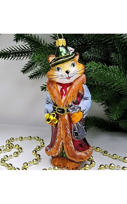Стеклянная елочная игрушка Лиса Алиса