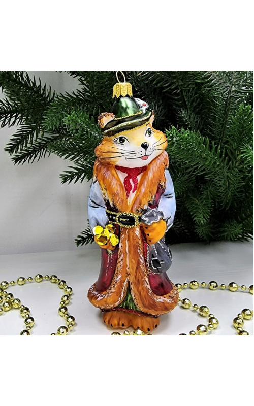 Стеклянная елочная игрушка Лиса Алиса