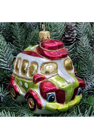 Стеклянная елочная игрушка Автобус