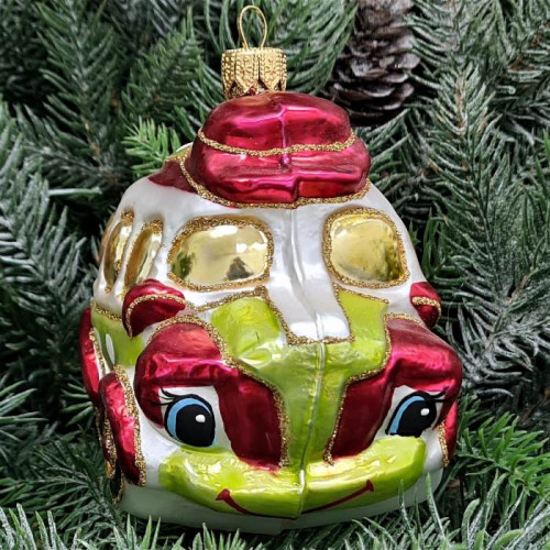 Стеклянная елочная игрушка Автобус