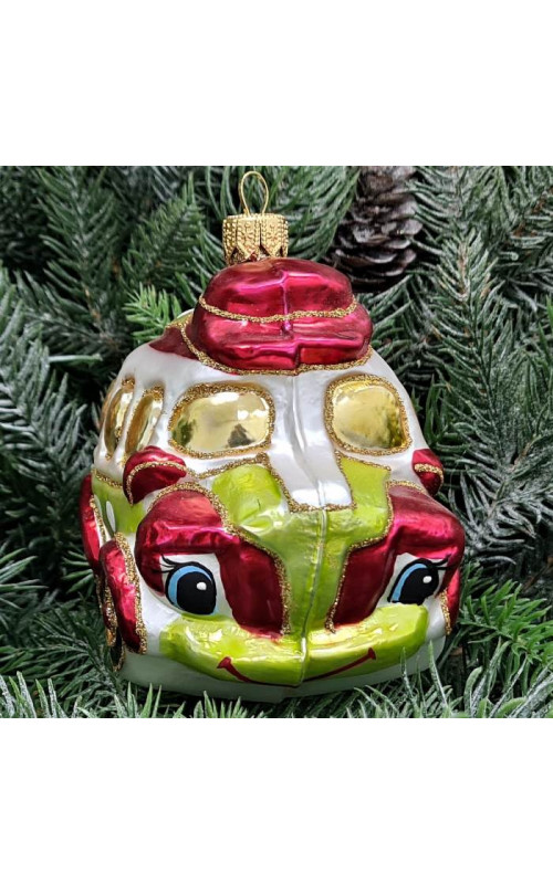 Стеклянная елочная игрушка Автобус