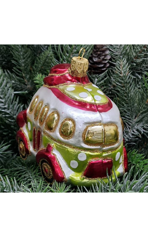 Стеклянная елочная игрушка Автобус