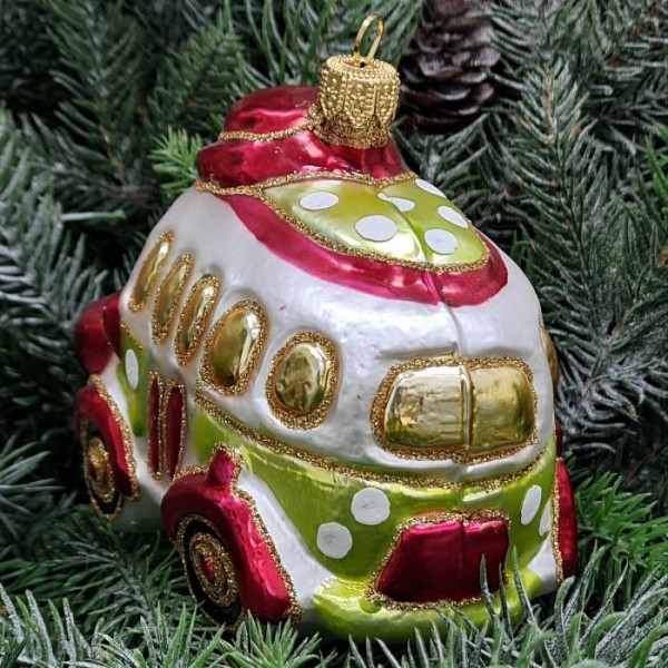 Стеклянная елочная игрушка Автобус