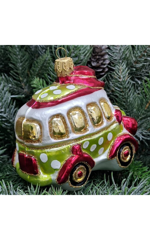 Стеклянная елочная игрушка Автобус