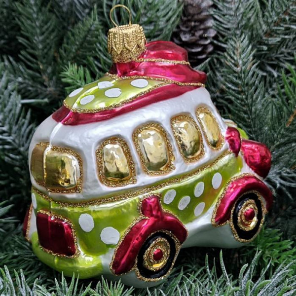 Стеклянная елочная игрушка Автобус