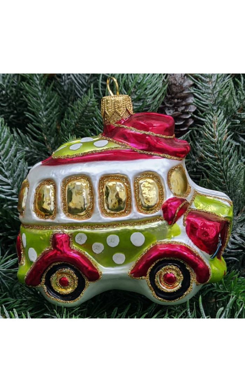 Стеклянная елочная игрушка Автобус