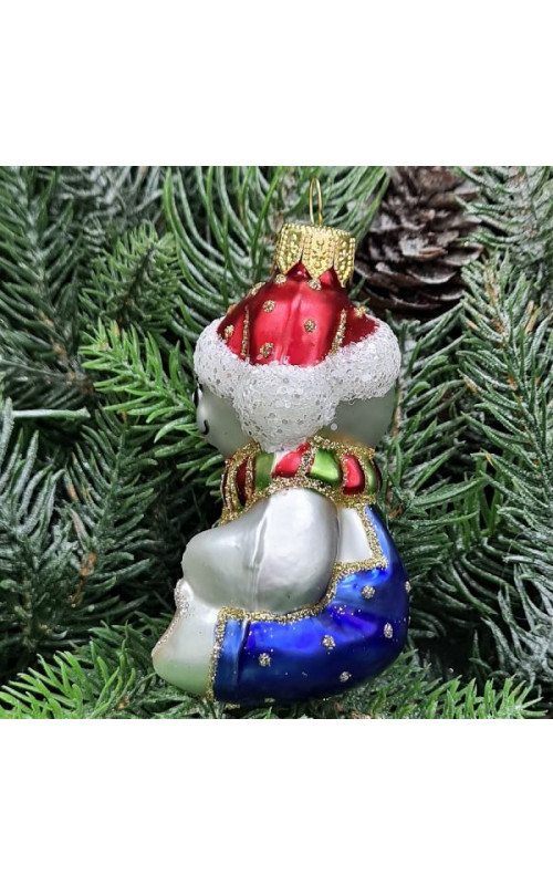Стеклянная елочная игрушка Мишка