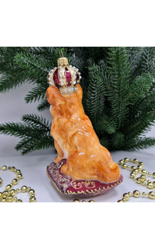 Стеклянная елочная игрушка Корги в короне