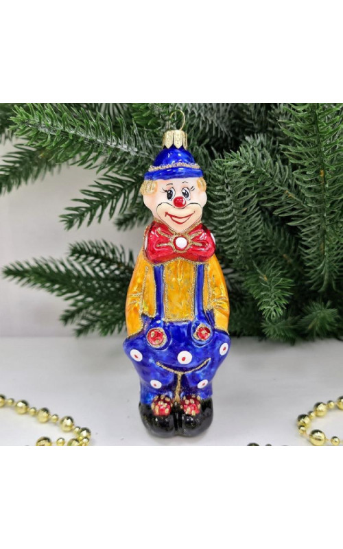 Стеклянная елочная игрушка Клоун худой