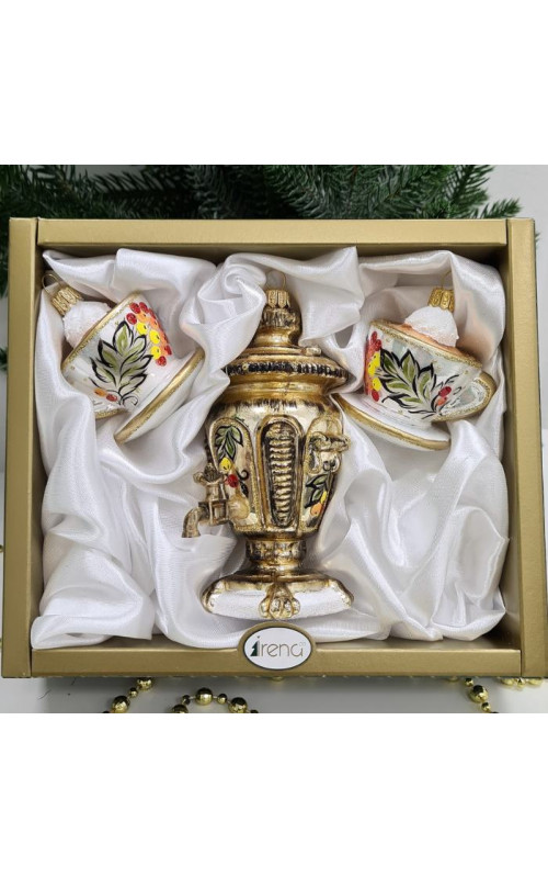 Набор ёлочных игрушек Самовар и чашки