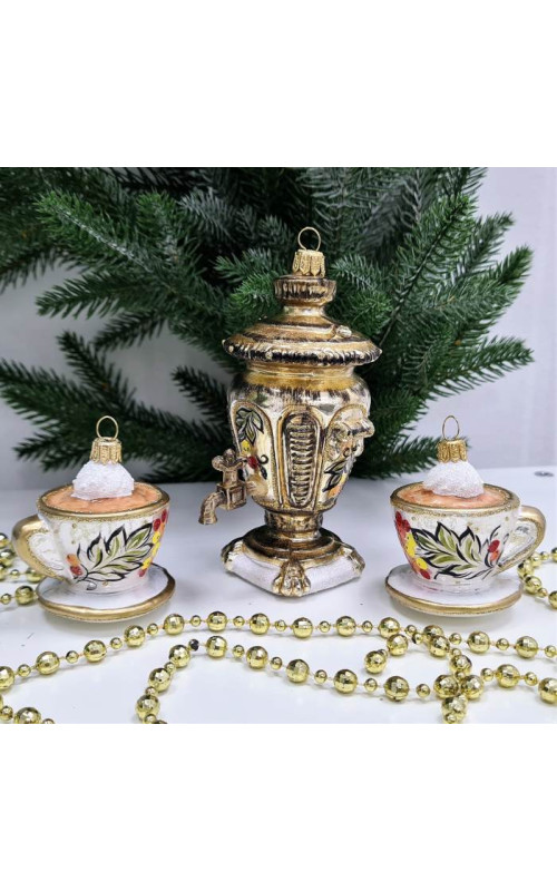 Набор ёлочных игрушек Самовар и чашки