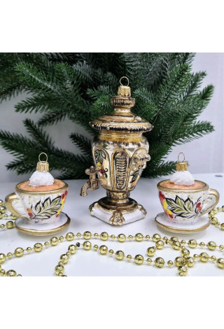 Набор ёлочных игрушек Самовар и чашки