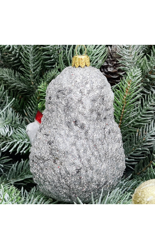 Стеклянная елочная игрушка Ежик с яблоком