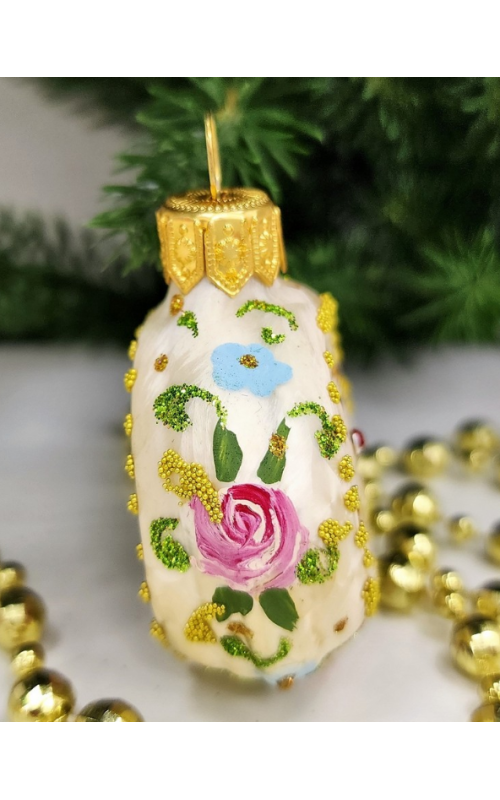 Стеклянная елочная игрушка Часы круглые Версаль