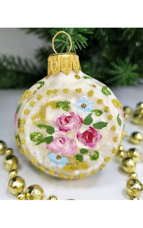 Стеклянная елочная игрушка Часы круглые Версаль