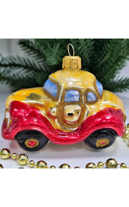 Стеклянная елочная игрушка Машинка, 1-749