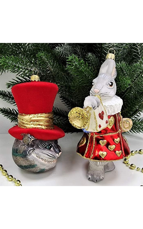 Набор елочных игрушек Белый кролик и Чеширский кот