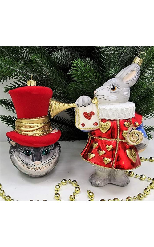 Набор елочных игрушек Белый кролик и Чеширский кот