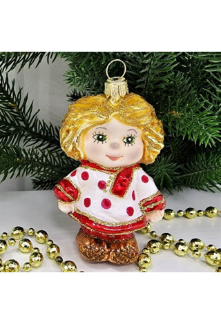 Стеклянная елочная игрушка Домовенок Кузя белый