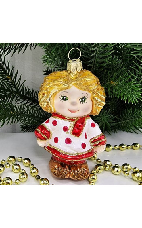 Стеклянная елочная игрушка Домовенок Кузя белый