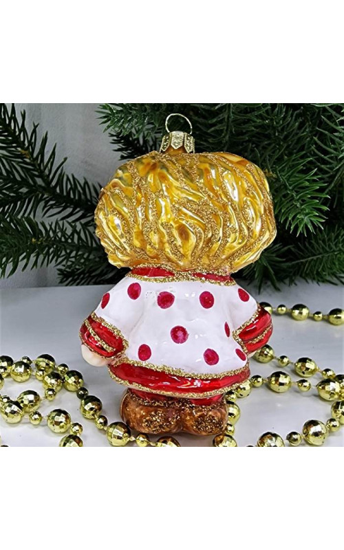 Стеклянная елочная игрушка Домовенок Кузя белый