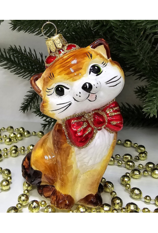 Стеклянная елочная игрушка Киса Мэри