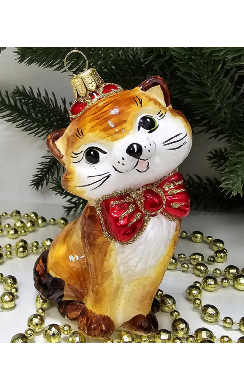 Стеклянная елочная игрушка Киса Мэри