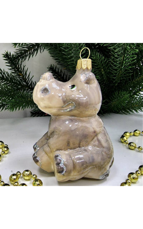 Стеклянная елочная игрушка Носорог малый
