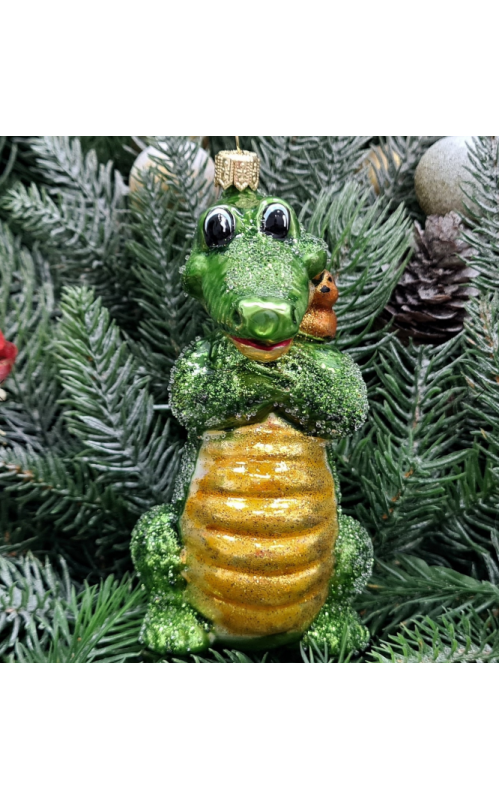 Стеклянная елочная игрушка Крокодил из айболита